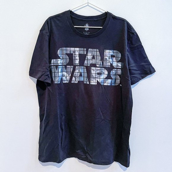 Disney Store Star Wars Lucasfilm Black Graphic Silver Lettering Tshirt Tee Sz XL - Picture 1 of 8